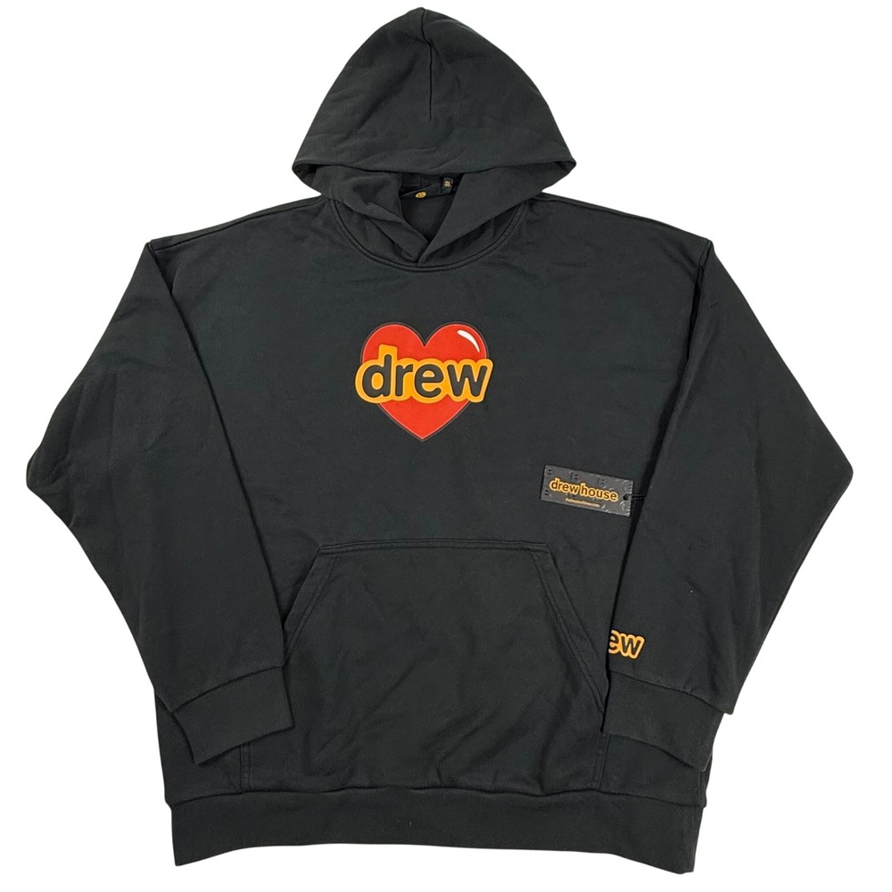 Drew House Heart Logo Hoodie Black Mens XL Oversized Sweatshirt DH-HJ21-HART-BLK
